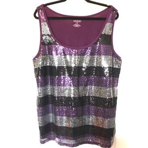 Purple sequin striped tank